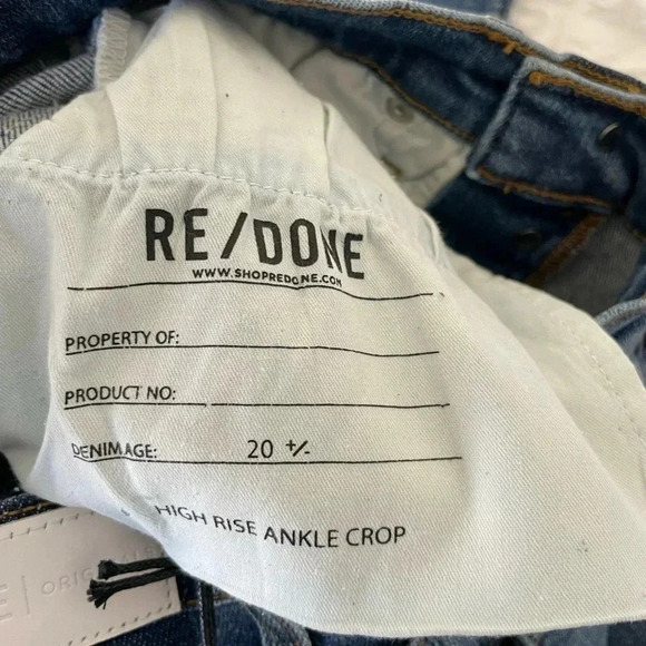 Redone high rise ankle crop denim in aged blue wash - Picture 8 of 13
